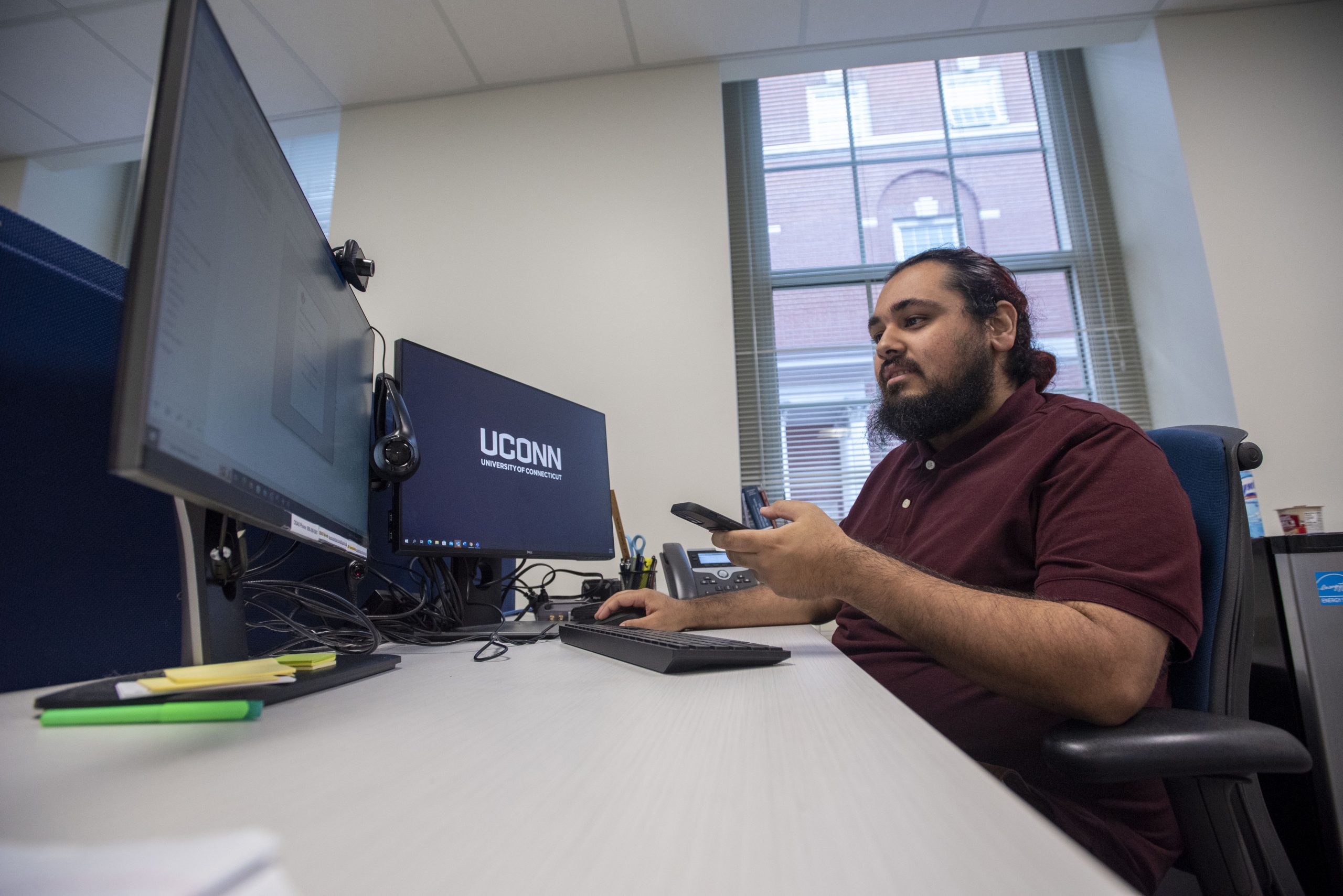 MSW Student Jonathan Santana at the School of social Work. Sept. 14, 2022. (Sean Flynn/UConn Photo)